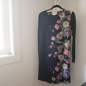 Joseph Ribkoff reversible long sleeve  floral dress sz 12
